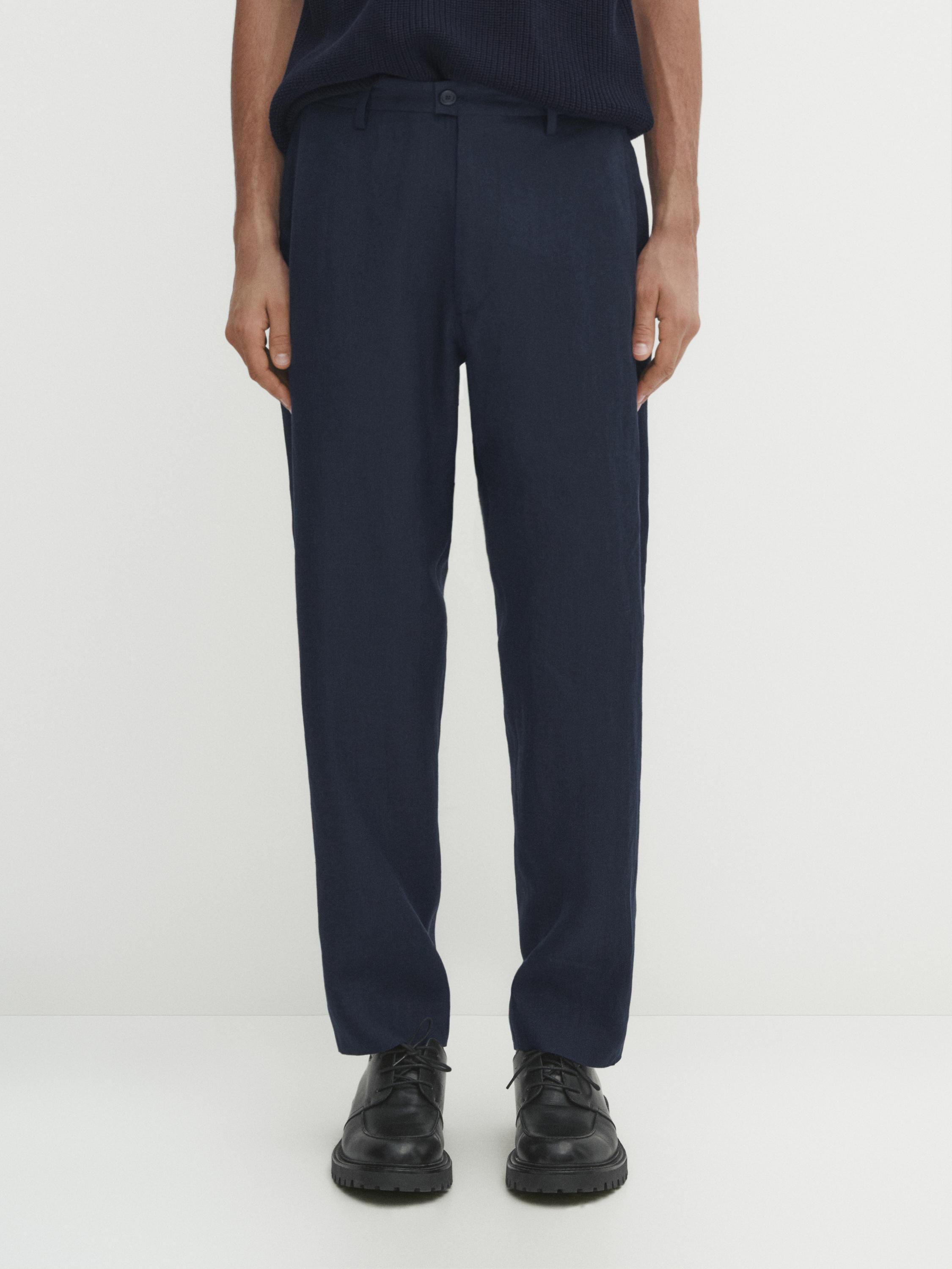 100% linen suit trousers - Navy blue | ZARA United States