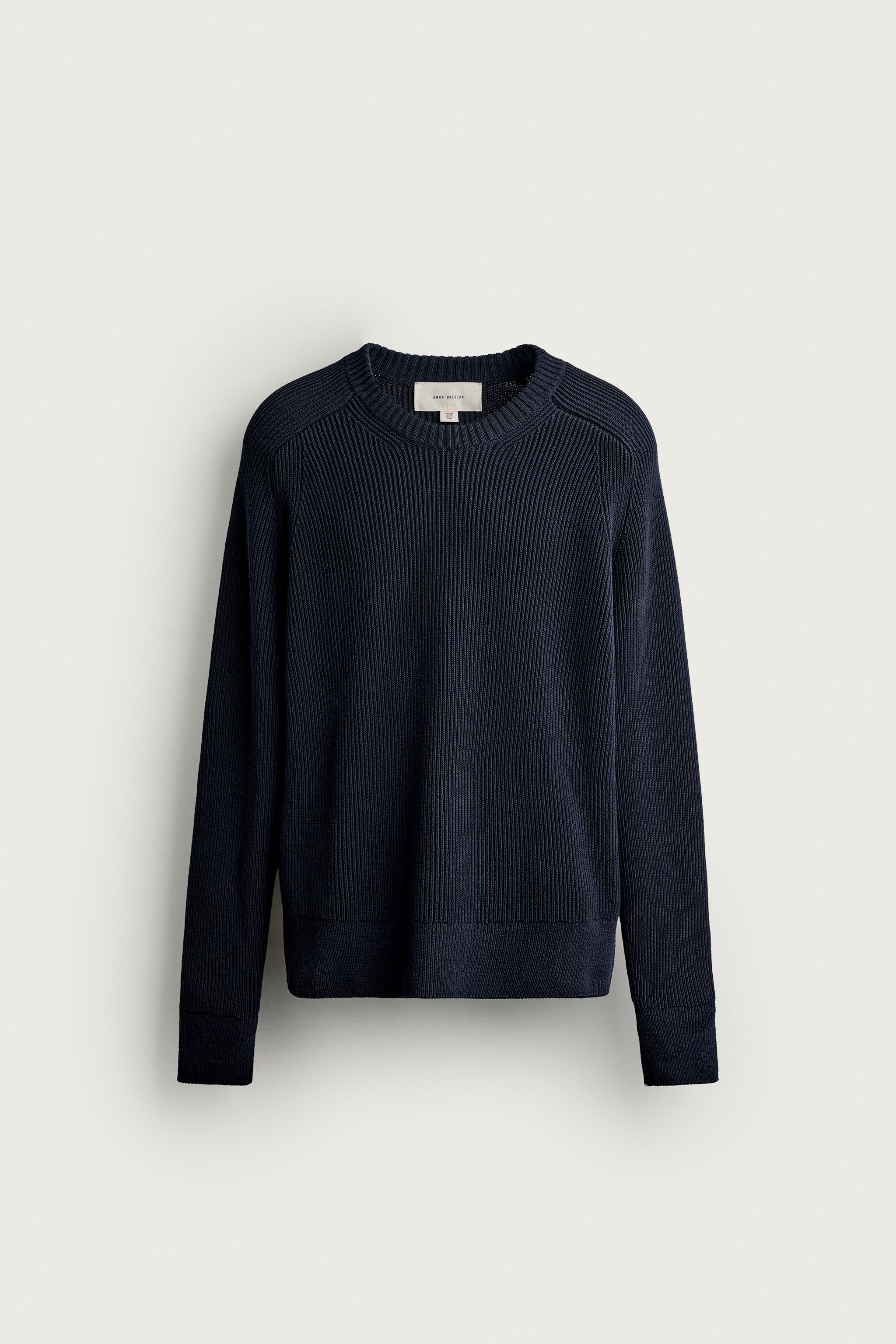 100% COTTON REGULAR FIT JUMPER — Dark navy