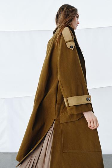 ZW COLLECTION LONG CONTRAST TRENCH COAT - Mid-camel by Zara - Image 3