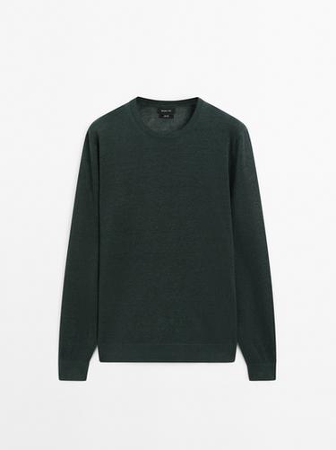 Zara Lightweight 100% linen knit sweater - Bottle green