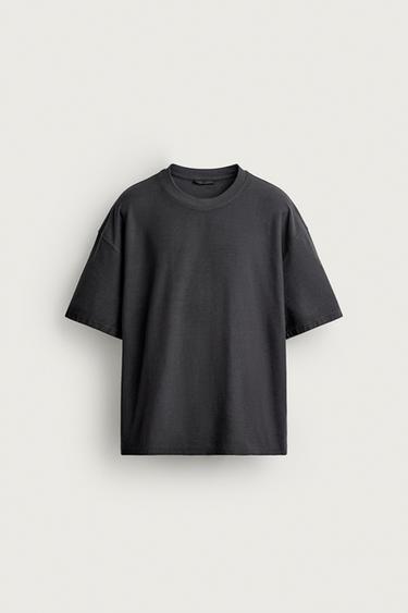 RELAXED FIT SEAM DETAIL T-SHIRT - Dark anthracite by Zara