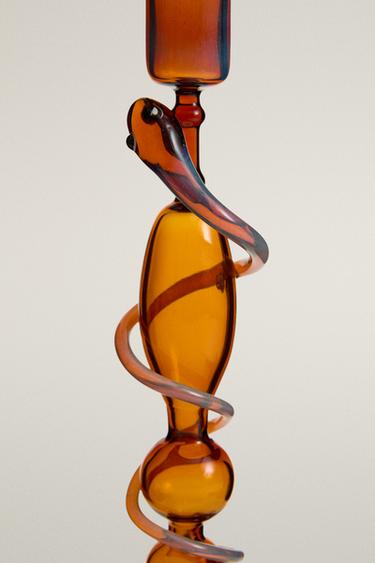 SNAKE BOROSILICATE GLASS CANDLE HOLDER | MARISA BERENSON - Orange by Zara - Image 2