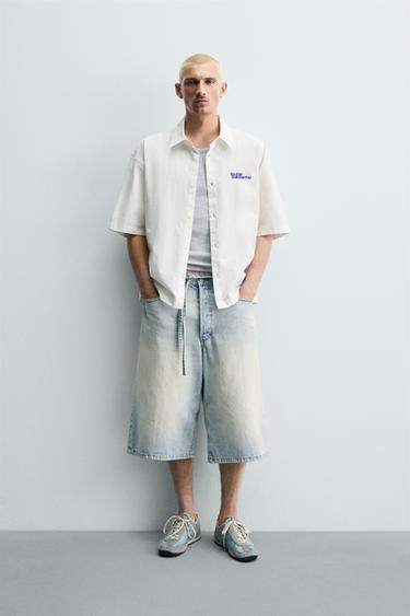 CAMISA LAVADA GRÁFICOS ESTAMPADOS - Blanco de Zara - Imagen 0