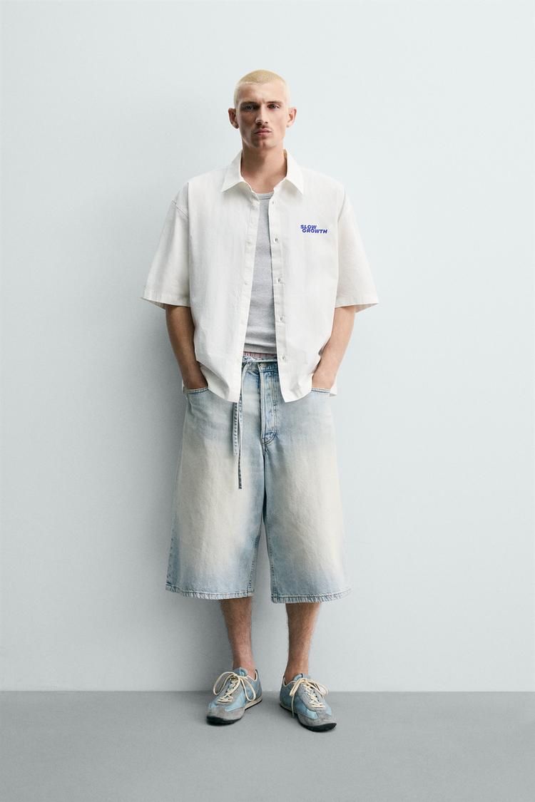 ZARA WASHED SHIRT WITH GRAPHIC PRINTS