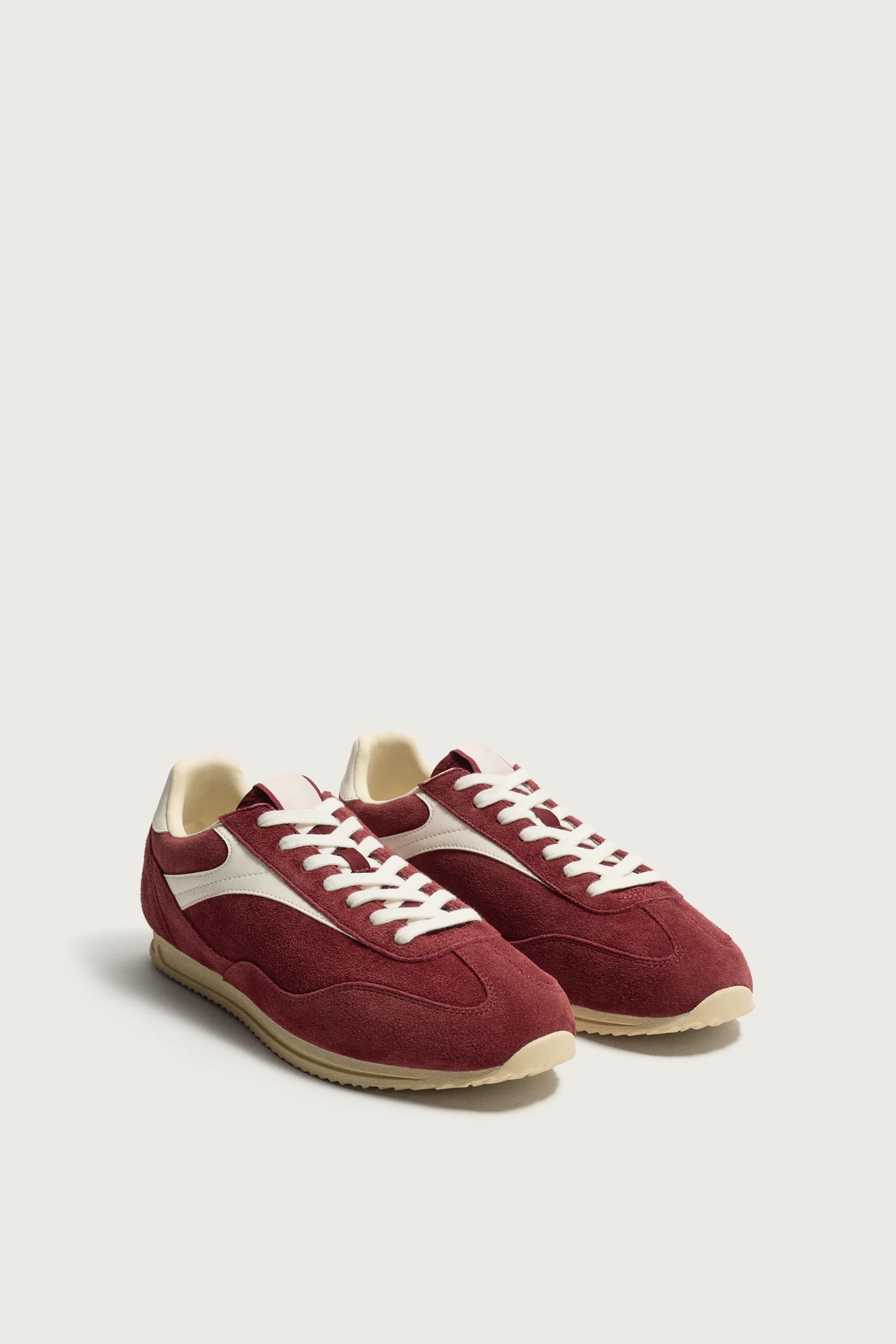 RETRO LEATHER SNEAKERS — Red