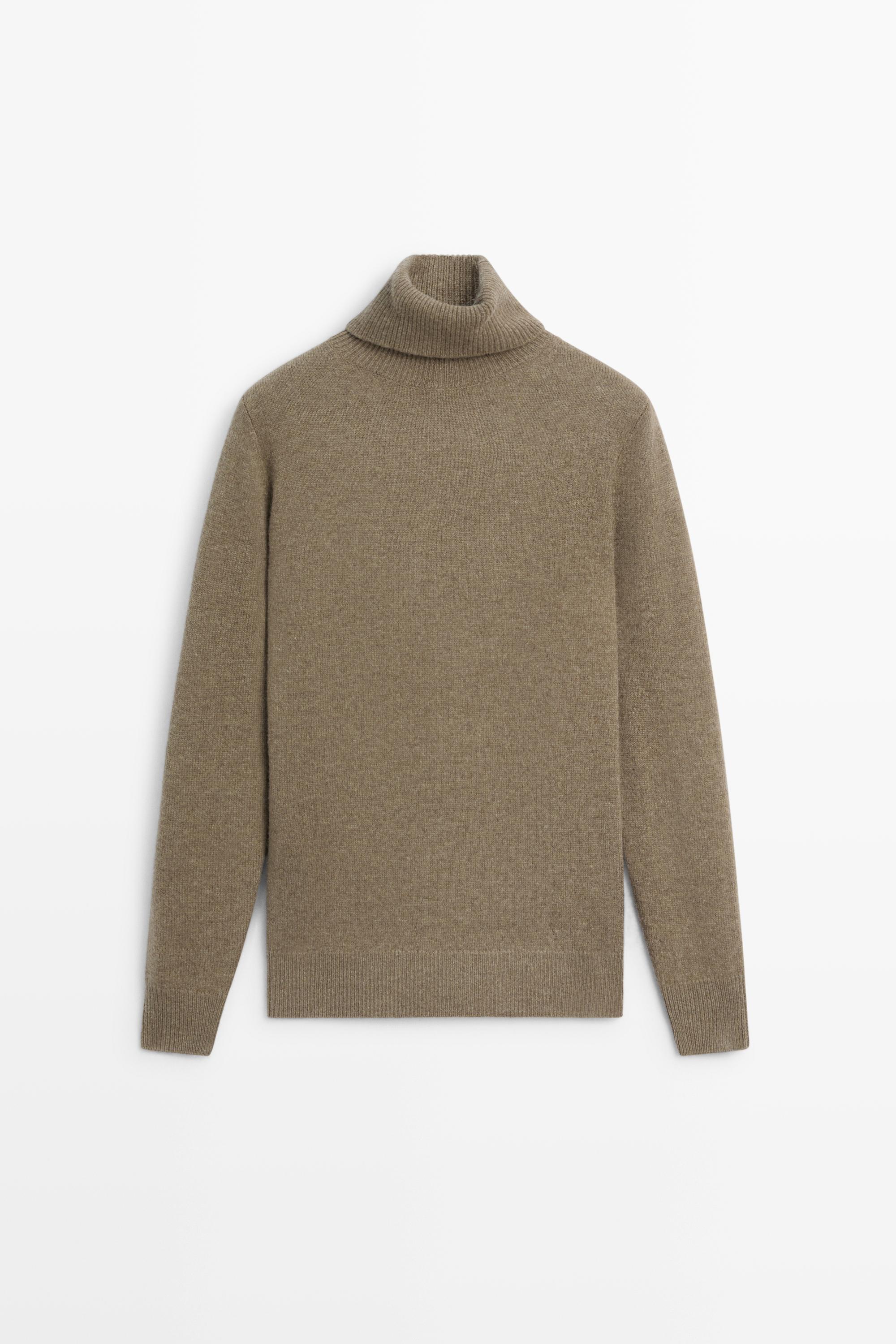 Pull à col roulé en maille de laine mélangée