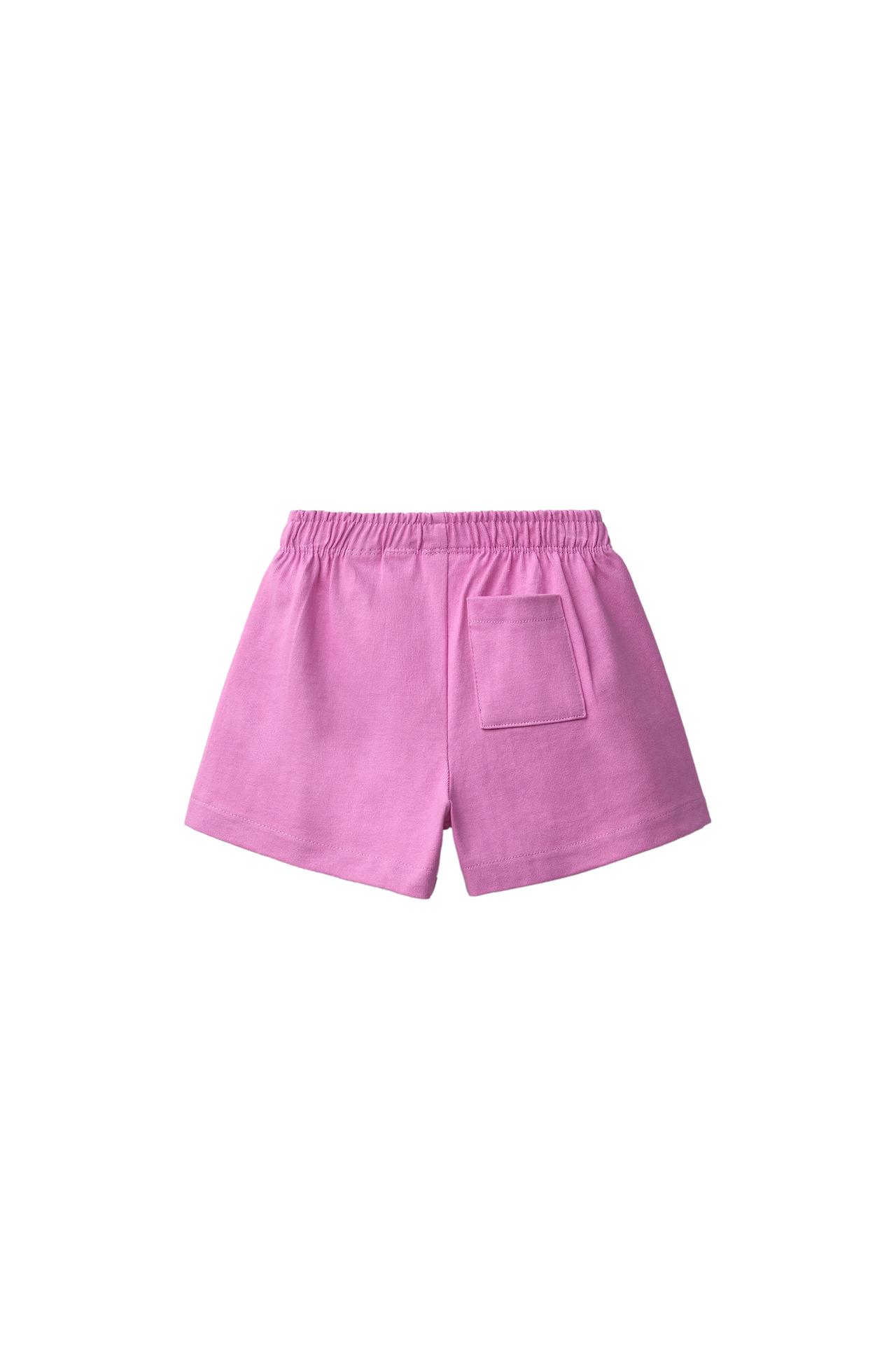 HEAVY WEIGHT FLORAL PLUSH SHORTS — Mid-pink