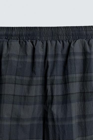 PANTALON DE JOGGING TECHNIQUE À CARREAUX CONTRASTÉS - Bleu de Zara - Image 8