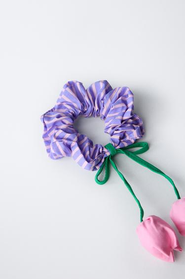 STRIPED TULIP SCRUNCHIE - Pink by Zara - Image 1