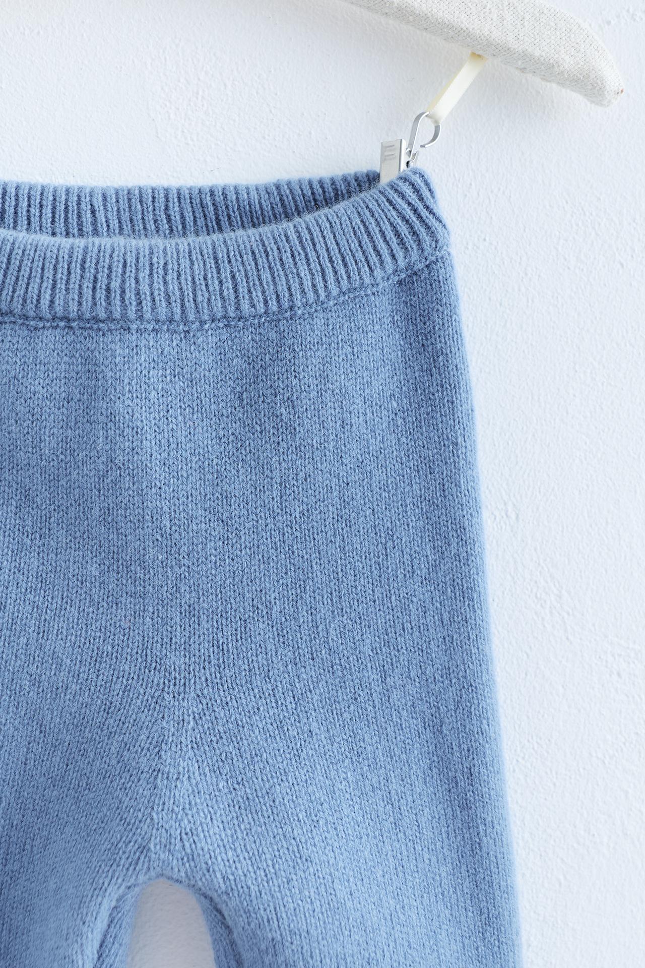 Zara Timeless - 100% Wool Knit Leggings — Mid-blue