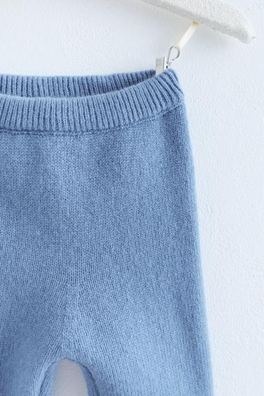 Zara Timeless - 100% Wool Knit Leggings — Mid-blue 2