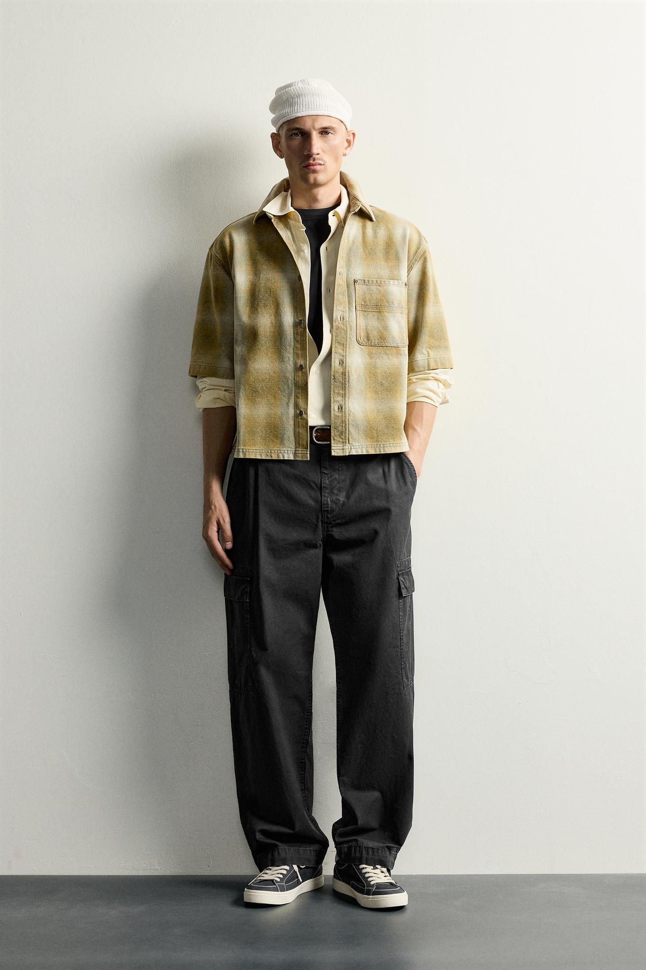 BOXY FIT CHECK SHIRT — Yellow