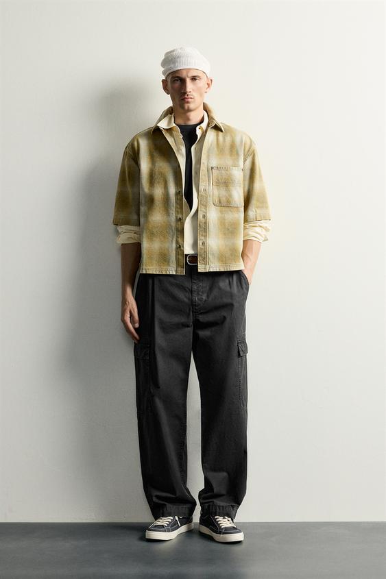 חולצה משובצת בגזרת Boxy Fit - צהוב של Zara - תמונה 0