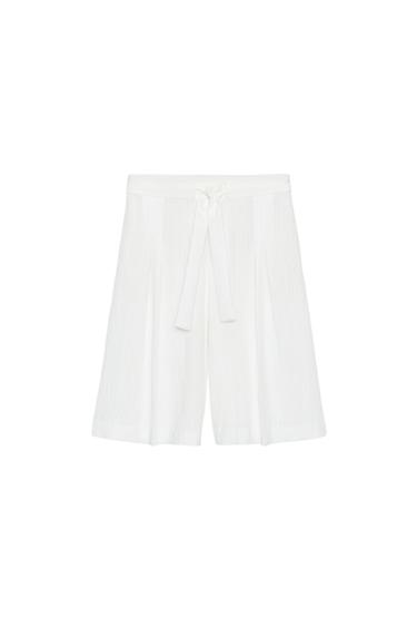 SHORT LONG AVEC CEINTURE ZW COLLECTION - Blanc cassé de Zara
