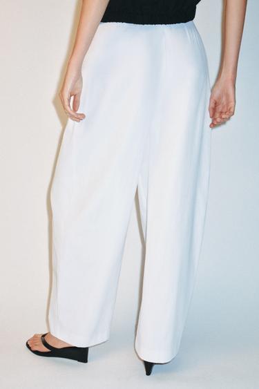 POPLIN TROUSERS WITH DARTS - White by Zara - Image 4