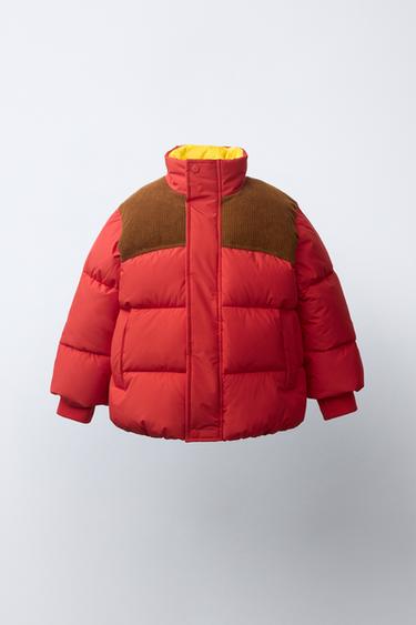 СТЕГАНОЕ ПАЛЬТО КОМБИНИРОВАННОЕ WATER REPELLENT — КРАСНЫЙ от Zara