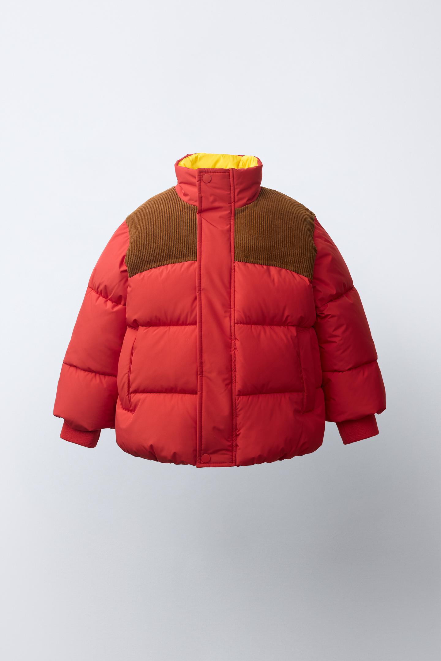 Детская куртка Zara Combined Water-Repellent Puffer, цвет: Красный — фото 2