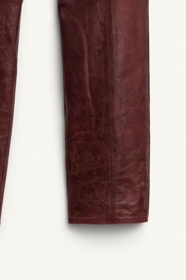LIMITED EDITION LEATHER SUIT TROUSERS - Brown by Zara - Image 8