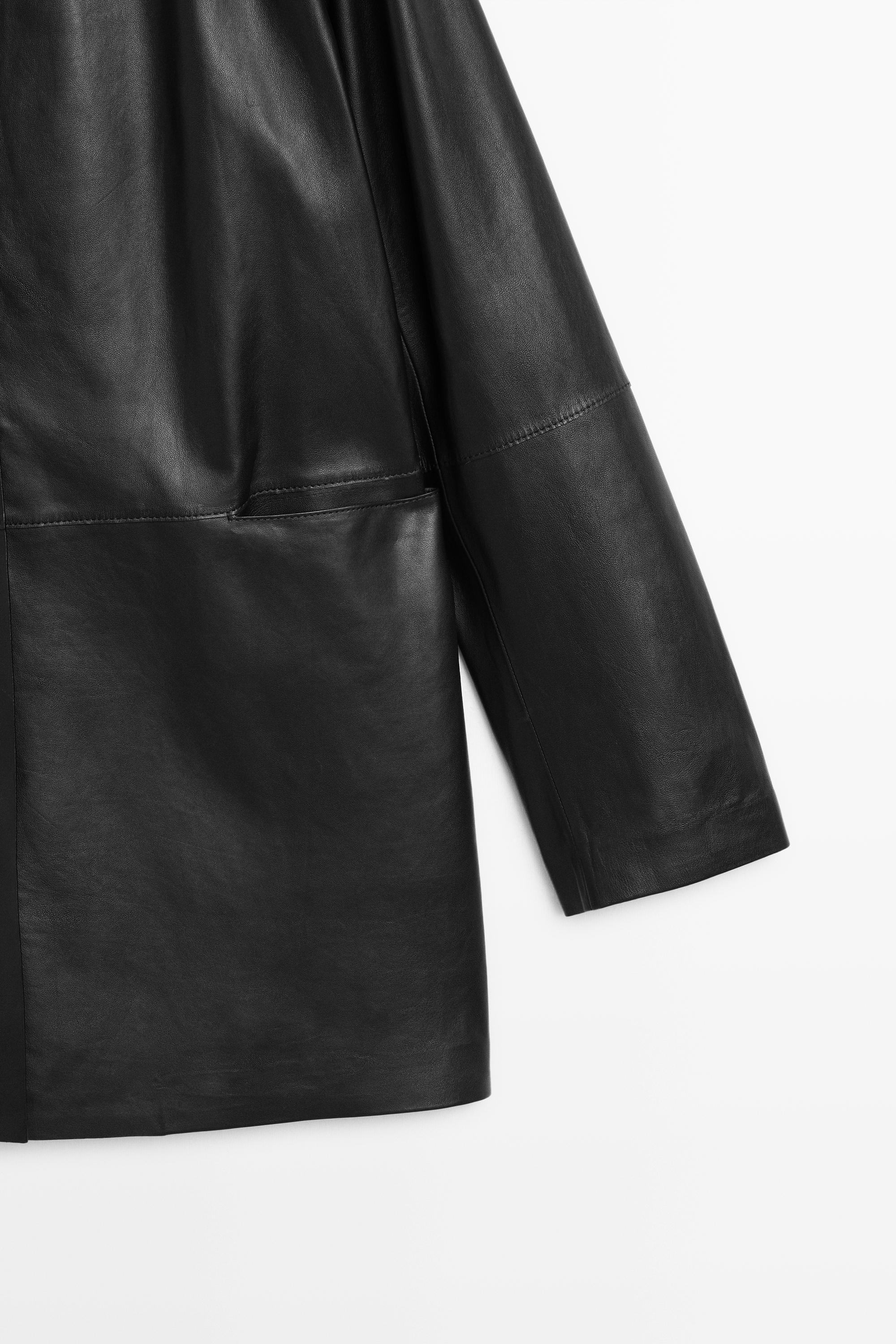 Single-button 100% nappa leather blazer