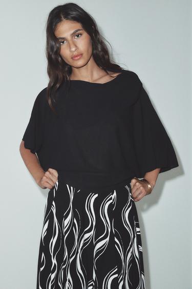 Zara SMOOTH KNIT LAYER TOP - Black