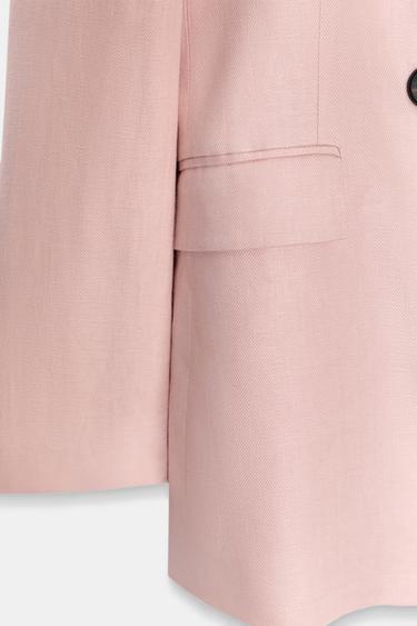 100% LINEN DOUBLE-BREASTED BLAZER - Beige-pink by Zara - Image 7