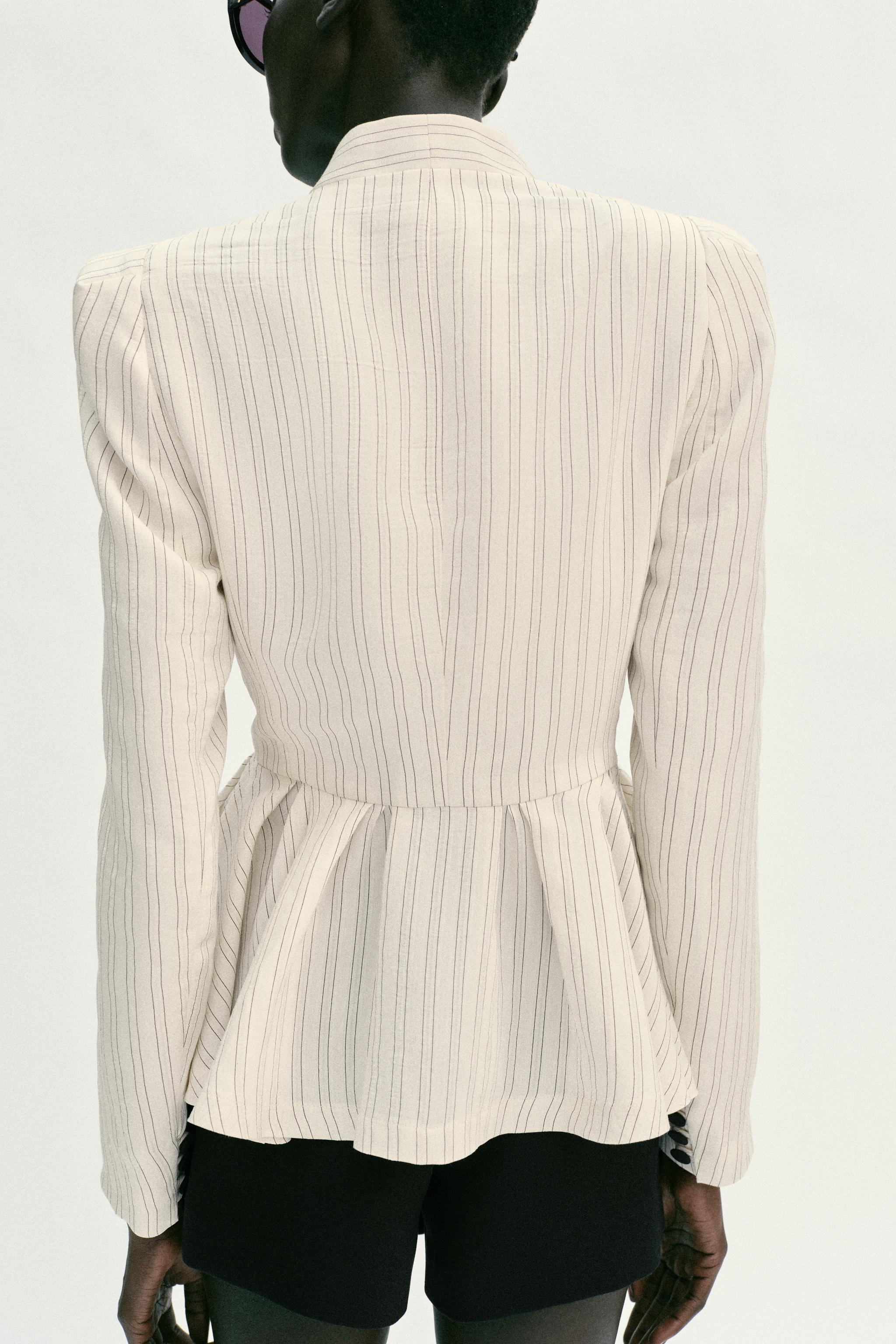 STRIPED PEPLUM BLAZER