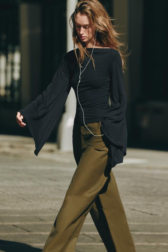 CAPE SLEEVE T-SHIRT - Dark navy | ZARA United States