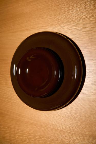 Zara GLOSSY DECORATIVE TRAY - Dark brown