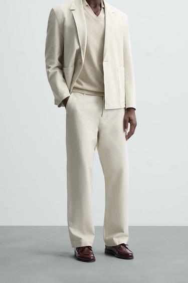 PANTALÓN TRAJE RELAXED FIT - Blanco roto de Zara
