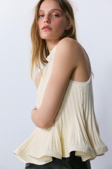 TOP PUNTO PEPLUM - Crudo de Zara