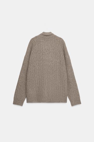 PULL POLO EN MAILLE À TORSADES - Vison chiné de Zara - Image 6
