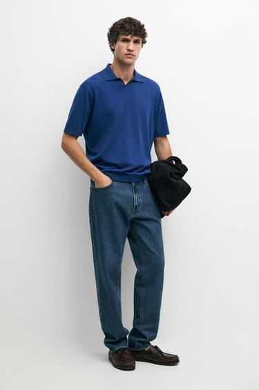 Zara 100% cotton V-neck knit polo - 489 - Image 0