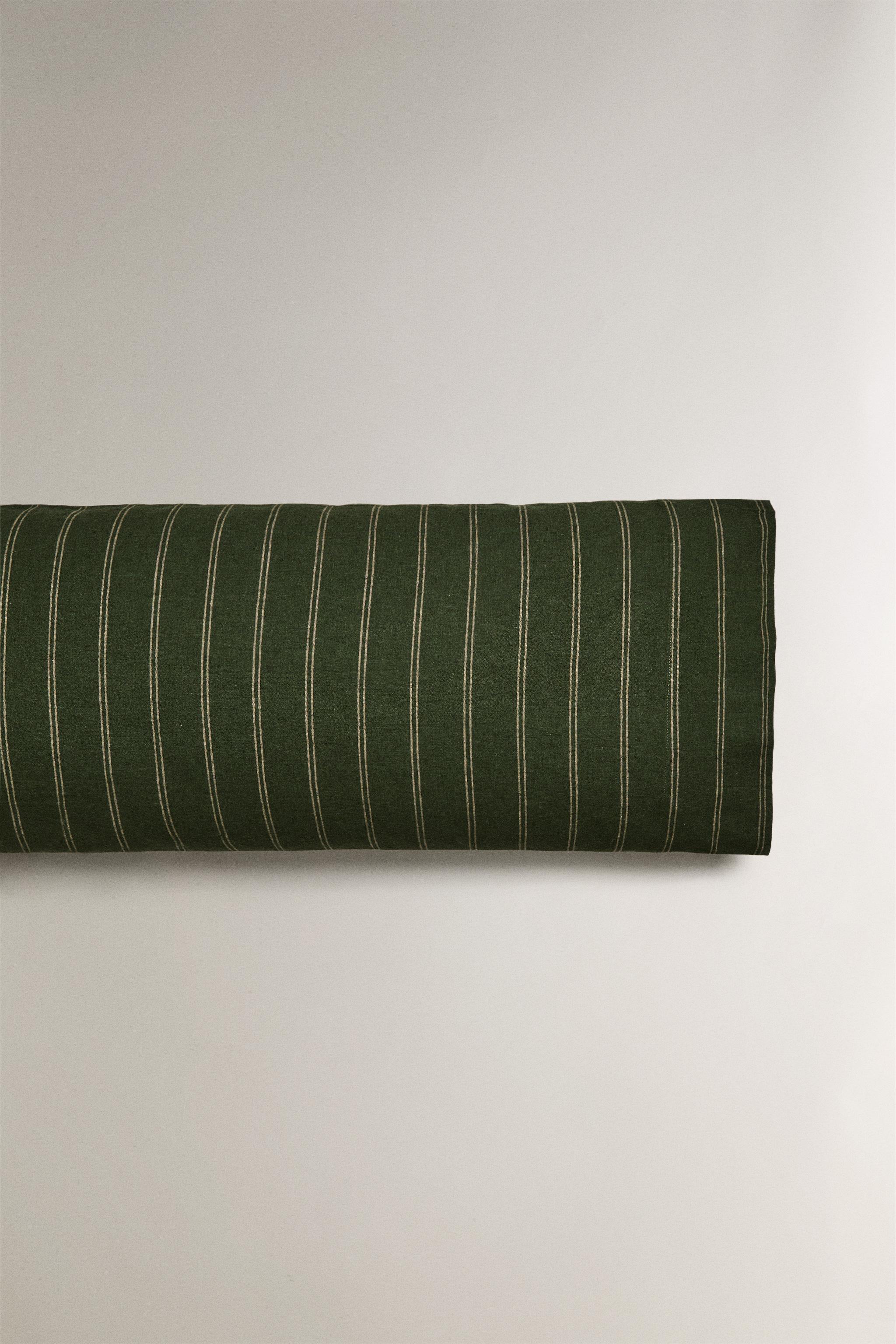 CHRISTMAS COTTON AND LINEN STRIPED PILLOWCASE