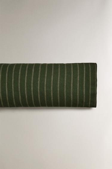 STRIPED COTTON AND LINEN CHRISTMAS PILLOWCASE - Green by Zara - Image 4