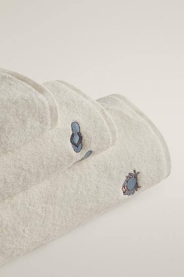 BEACH EMBROIDERY BATH TOWEL — Ivory 2