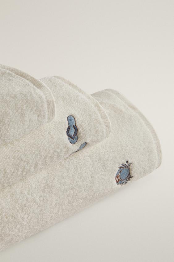 SERVIETTE BAIN BRODERIES CÔTIÈRES - Ivoire de Zara - Image 1