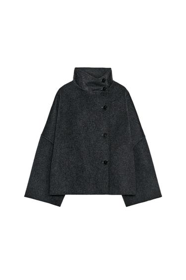 ZW COLLECTION CROPPED WOOL COAT - Dark grey by Zara