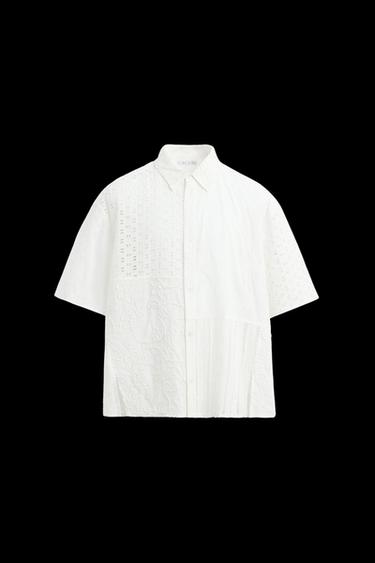 Zara DIE-CUT EMBROIDERED PATCHWORK SHIRT - White - Image 0