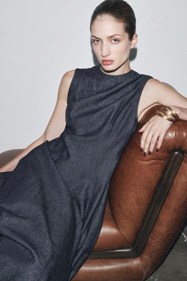 ZW COLLECTION DENIM MIDI DRESS - Dark indigo by Zara - Image 5