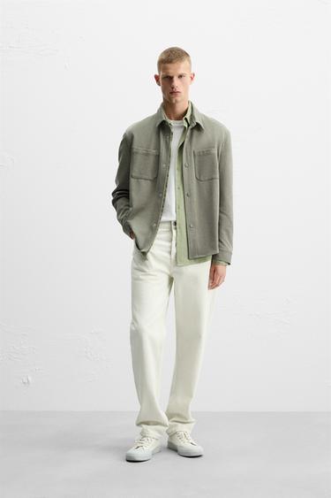 Zara STRETCH OVERSHIRT - Khaki - Image 0