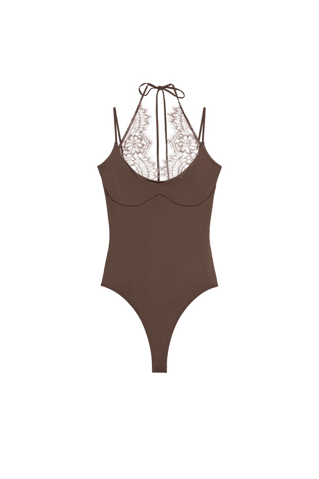 COMBINATION LACE HALTER BODYSUIT - image 3