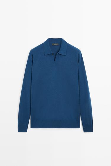 Wool-blend knit polo sweater — 447 2