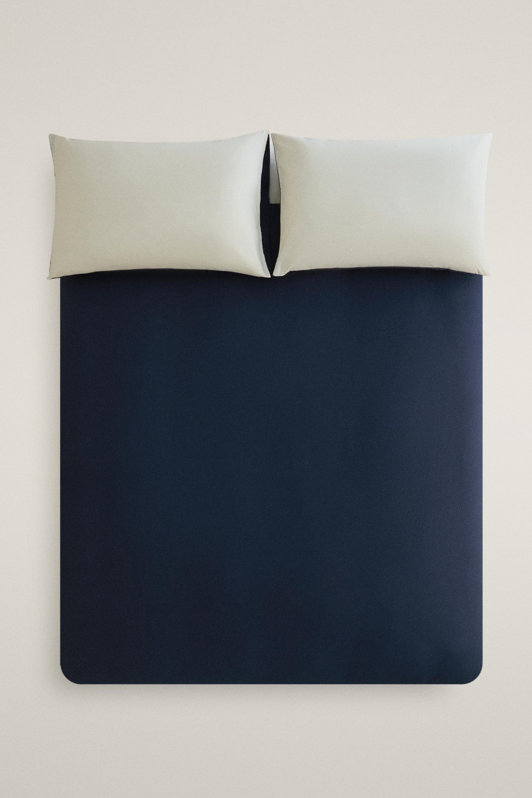 REVERSIBLE PERCALE BEDDING SET (200 THREAD COUNT) — Blue