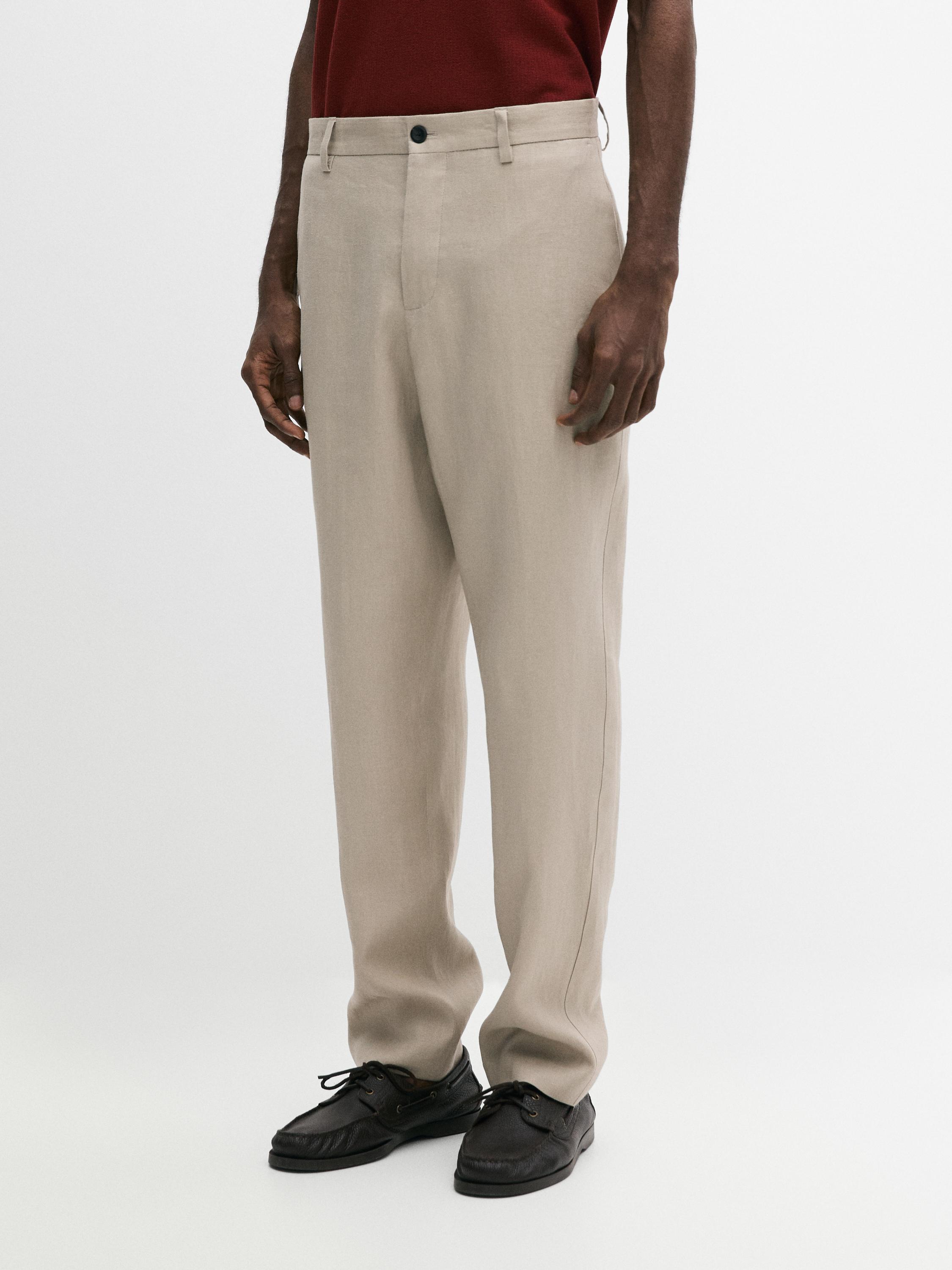 Linen suit pants — Beige