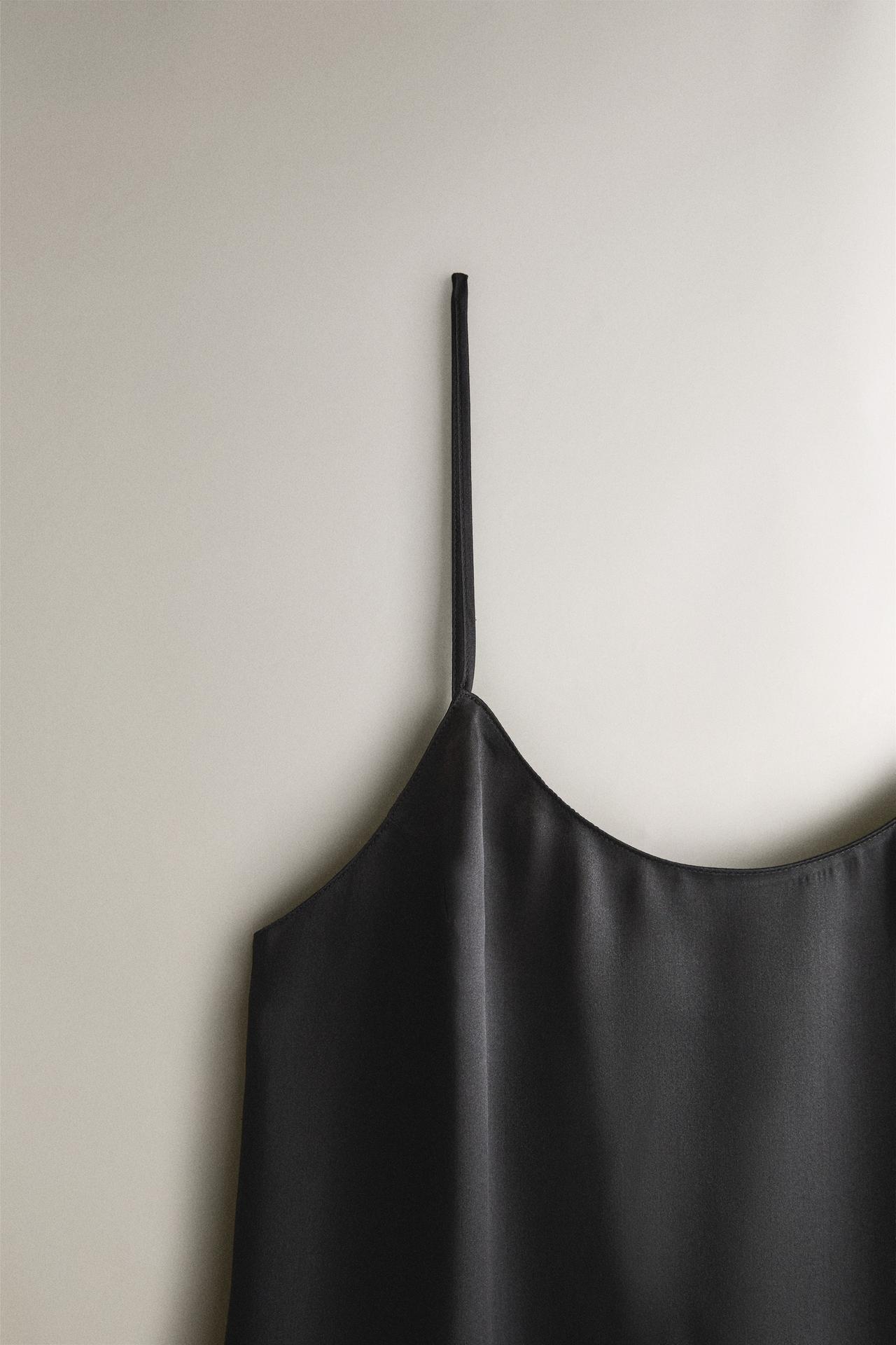 MULBERRY SILK STRAPPY NIGHTGOWN — Gray