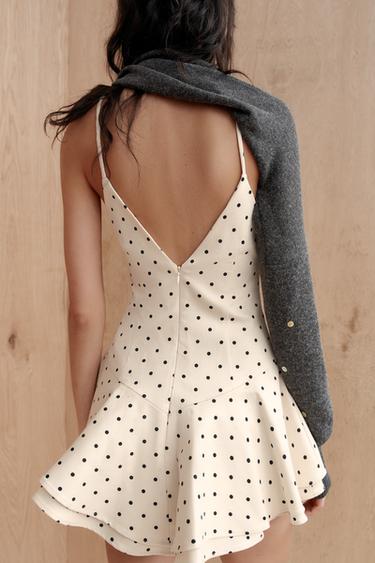 SHORT POLKA DOT JUMPSUIT DRESS - Ecru / Black by Zara