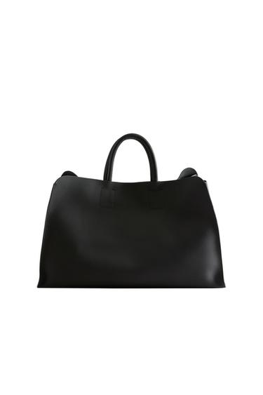 LEATHER TOTE BAG - Black by Zara
