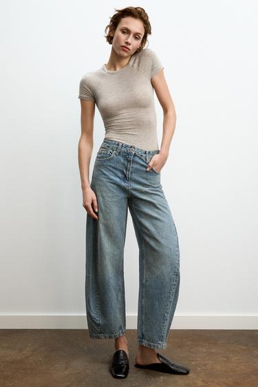 ZW COLLECTION BALLOON MID-WAIST JEANS - Light blue by Zara