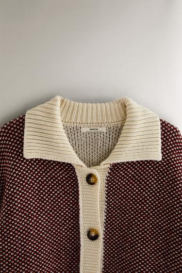 CHRISTMAS WOOL CARDIGAN - Ecru / Red by Zara - Image 1