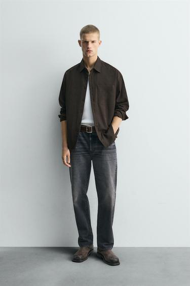 Zara LIMITED EDITION FLOWY RELAXED FIT SHIRT - Dark brown - Image 0